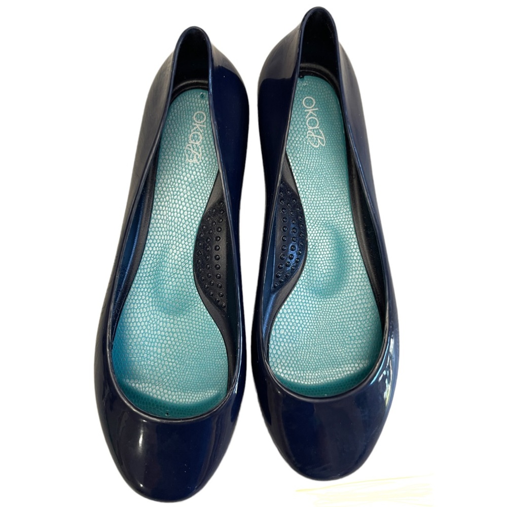 Oka-b Ballet Flats Blue Jelly Shoes Rubber Water & Slip Proof